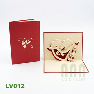 Carte d'invitation de mariage ou de la Saint-Valentin 3D en forme de cœur, faite à la main par ANN HANDICRAFT, avec enveloppe découpée, impression personnalisée, papier d'amour - Product Image 2