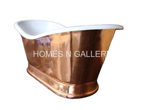 อ่างอาบน้ำทรงก้ามปูอิสระทองแดงมีสไตล์พร้อมท่อระบายน้ำทรงรีสำหรับประสบการณ์ห้องน้ำแบบดั้งเดิมที่หรูหรา - Product Image 2