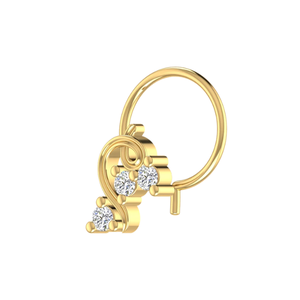 เครื่องประดับจิวเวลรี่เจาะจมูกดีไซน์ดอกไม้ทอง 14K สำหรับผู้หญิงจาก AJRETAIL ประดับเพชรธรรมชาติ 0.06 กะรัต - Product Image 4
