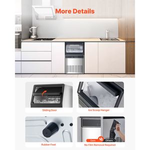 Macchina per il Ghiaccio Commerciale da 72 kg/24H, 55 Cubetti di Ghiaccio in 15 Minuti, Grande Capacità di Stoccaggio da 15 kg per la Lavorazione Alimentare - Product Image 6