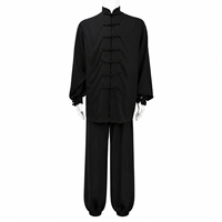 Seragam Wing Chun Kung Fu Tai Chi Wushu Unisex Logo Kustom Kerah Mandarin Kancing Kodok Katun Sintetis untuk Latihan Seni Bela Diri