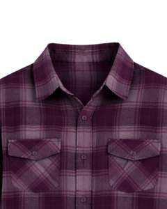 Camisa de Franela a Cuadros Morada Degradada Personalizada para Mujer, Manga Larga, Cierre de Botones, Estilo Casual, con Bolsillos Dobles en el Pecho - Product Image 5