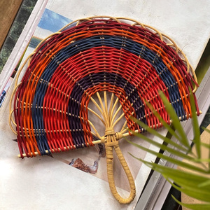 <b>Hand</b> <b>fan</b> crafted from rattan eco friendly braided handheld <b>fans</b> home decor wall hanging art - Product Image 1