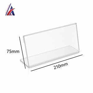 Offre Spéciale : Excellent Support en Acrylique en Forme de L pour Étiquettes de Prix, 210x75 mm, Incliné, Transparent, pour Comptoir ou Table - Product Image 1
