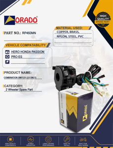 Interruptor combinado Hero Honda Passion Pro ES, solo para mano izquierda, calidad de exportación para repuestos de motocicletas, India, Orado - Product Image 4