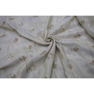 Dyeable Woven Lightweight Net <b>Fabric</b> with Gold Zari Embroidery Polka Dot Motif 44 Inch Wide 100% Cotton Tissue Traditional Style - Product Image 4