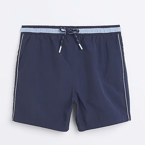 Shorts de bain pour hommes, bleu marine, taille élastique, séchage rapide, décontractés, 100% nylon, imperméables, écologiques - Product Image 1