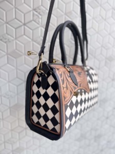 Bolso Tote de Cuero Genuino con Diseño a Cuadros Hecho a Mano, Estilo Western, Nuevo, Elegante y Lujoso, Bolso Clásico para Mujer - Product Image 2