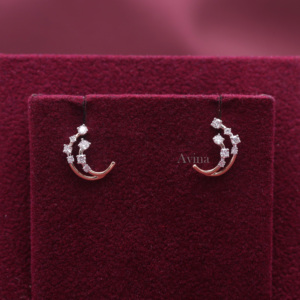 Boucles d'oreilles créoles à double courbe en diamant de laboratoire certifié IGI en or rose / jaune et blanc 9 carats, boucles d'oreilles minimalistes en diamant - Product Image 1