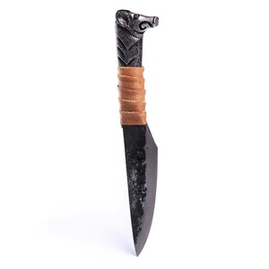 Couteau de poche Viking en acier forgé à haute teneur en carbone, lame de 5,5 pouces, manche tête de sanglier, étui en cuir, ambidextre, article de cosplay Field Edge - Product Image 2