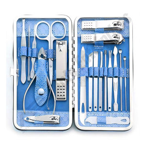 Blue Manicure <b>Set</b> Professional Nail Clippers <b>Pedicure</b> Kit Manicure Tool Kit Stainless Steel Facial Grooming <b>Set</b> Kit - Product Image 6