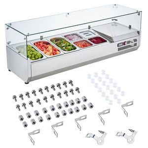 Stazione di Preparazione Condimenti da Banco da 140 W con 3 1/3 o 4 1/6 Vaschette, Refrigerata in Acciaio Inox 304 e Conforme a R134a - Product Image 1