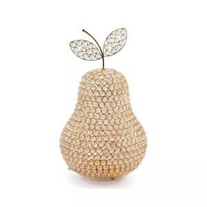 Figurine en forme de poire en cristal, décoration en verre faite à la main, sculpture de table style Hollywood Glamour pour salon - Product Image 2