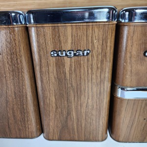 et of 4 Wooden Storage Containers with Silver Metal Lid Suitable For Storing Spices Pulses Grains And Baking Essentials - Product Image 5