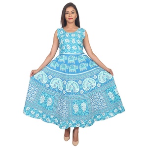100% Pure Cotton Women Anarkali Kurti O-Neck Long Floor-Length Silk Lining Breathable Eco-Friendly Casual <b>Dress</b> - Product Image 2