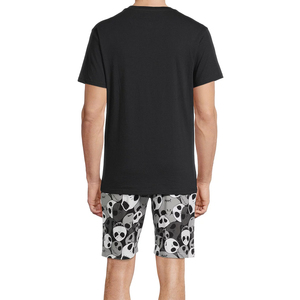 Ensemble t-shirt et short pour homme, noir, Jack Skellington, col rond, décontracté, été, imprimé, motif de personnage, coton respirant - Product Image 3
