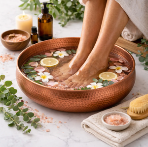 Bol de pédicure en cuivre martelé 2026, grand bol de spa pour trempage des pieds, fait main, vente en gros fabricant - Product Image 1