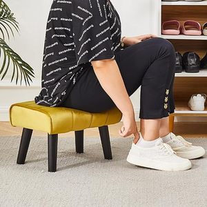 Customised Best Selling Tufted Faux Leather Ottoman Footstool Black Rectangular Upholstered Bench Seat Wooden Legs Modern Home - Product Image 1