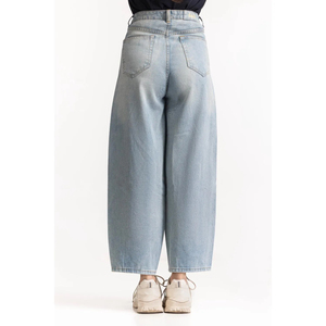 Jeans décontractés unisexes à jambe large, respirants, écologiques, tie-dye, délavage moyen, coupe droite, coupe ample, taille mi-haute, vente en gros OEM ODM - Product Image 6
