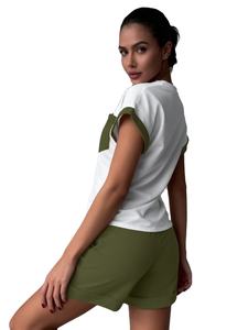 Camiseta de Manga Corta para Mujer, Cuello Redondo, Color Sólido, Verano, MOQ Bajo, Precio Económico, Ecológica, Bangladesh - Product Image 5