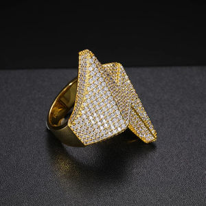 Anillo de Cruz con Diamantes Chapado en Oro de 22K, Estilo Hiphop, Unisex, Joyería para Fiestas, Piedras Sintéticas Cultivadas en Laboratorio - Product Image 2