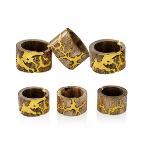 Anneaux de serviette de luxe en bois et résine, design personnalisé, 4 pièces pour restaurant, mariage, décoration de table - Product Image 6