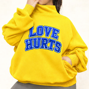 Women Oversized Long Front Logo Mockneck Pullover Sweatshirt Casual Winter Cozy Loose Fit <b>Top</b> - Product Image 3