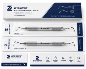 TU17 Explorer + Colorvue ™   Sonda dental de doble punta # 6 Zetomed Pro de Acero Inoxidable - Product Image 3