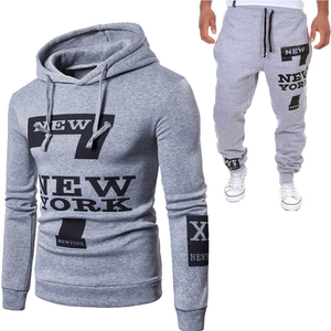 Ensemble sweat à capuche et pantalon de survêtement blanc pour homme, style New York, manches longues, cordon de serrage, streetwear décontracté, 100% coton respirant, coupe ample 2 - Product Image 2