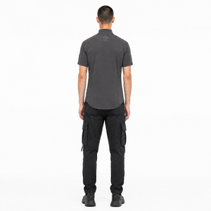 <b>Mens</b> Premium Techwear #2XL# Turtleneck #180GSM# <b>Stretch</b> Short Sleeve Quick Dry Baslay W/ Removable Utility Strap Smoke Tee - Product Image 2