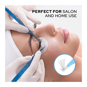 Pince à épiler professionnelle en acier inoxydable et fibre, lot de 4, pour extensions de cils, avec grip diamant, couleur WL - Product Image 3