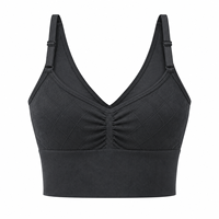 Soutien-gorge de sport long sans coutures personnalisé pour femme, col en V, rembourré, crop top d'entraînement, bretelles réglables, pour yoga et gym