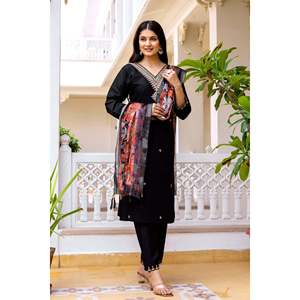 <b>Women's</b> Embroidered Viscose Chanderi <b>Suit</b> Set - Product Image 4