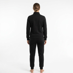 Ensemble de survêtement élégant pour femmes en molleton uni à capuche, 2 pièces, manches courtes, 100% coton, confortable et polyvalent - Product Image 5