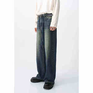 Customizable Men's Denim Jeans Wide Leg Washed Denim Pants Vintage Hip Hop Fashion Loose Denim Jeans Streetwear Wholesale Ready - Product Image 6