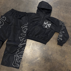 Custom Streetwear 3m Reflective Windbreaker Set <b>Zip</b> <b>up</b> Pullover <b>Jackets</b> and Nylon Track Pants Set Jogging Windbreaker Tracksuit - Product Image 2