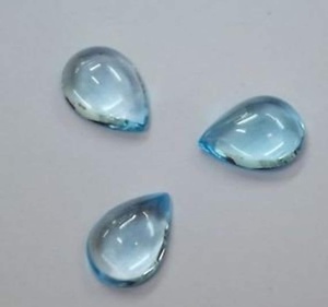 พลอยโทแพซสีฟ้าธรรมชาติทรงลูกแพร์แบบคาโบชองขายส่ง สำหรับผู้จัดจำหน่ายที่ได้รับการรับรอง ใช้เป็นพลอยประจำเดือนเกิด เหมาะสำหรับทำเครื่องประดับ - Product Image 3