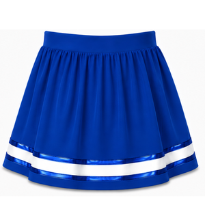 Jupe de cheerleading bleu roi plissée, jupe d'uniforme athlétique avec bordure rayée, tenue de performance d'équipe, vêtements de sport personnalisés - Product Image 2
