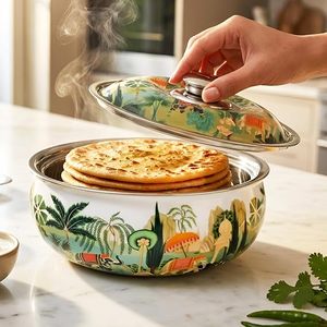 Casserole en émail orientale avec couvercle en acier inoxydable, 24 cm, design durable - Product Image 1