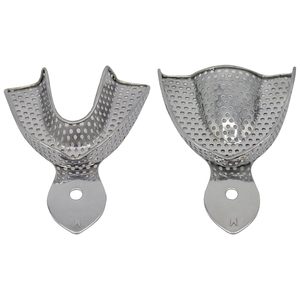 Juego Profesional de 10 Bandejas Dentales Metálicas Perforadas de Acero Inoxidable para Impresiones Dentales, Tamaños XS, S, M, L, XL, Superior e Inferior - Product Image 3