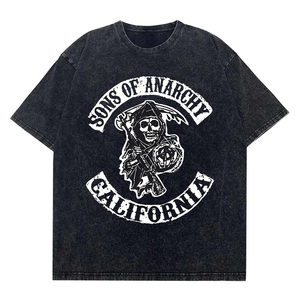 Camiseta de punto unisex 2026 Oversized California Reaper con lavado frontal, ligera, estilo vintage, cómoda, de secado rápido, 100% algodón - Product Image 1