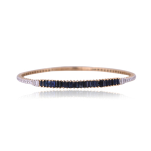 Bracelet de luxe en or jaune 18 carats avec saphirs bleus et diamants, bracelet tennis en saphirs bleus naturels et diamants, bijoux fins pour femme, anniversaire - Product Image 1