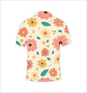 Chemise polo pour homme à imprimé floral beige, manches courtes, décontractée, mode estivale - Product Image 2