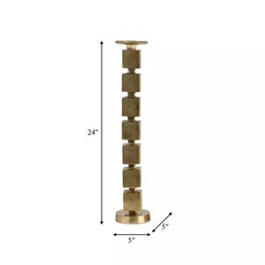 Porte-bougie en métal de 24 pouces de hauteur, design cube empilable, décoration d'intérieur - Product Image 1
