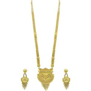 สร้อยคอทองเหลืองชุบทอง 14K 18K 24K แบบยาว ดีไซน์ลายดอกไม้แบบดั้งเดิม ชุดเครื่องประดับยาว แฟชั่นจิวเวลรี่ ขายส่ง - Product Image 2