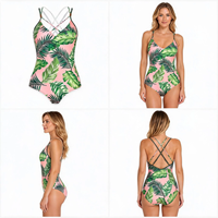 Cetak Sublimasi Kustom Ukuran Besar Model Cutout Cepat Kering Bernapas Tali Silang 1 Potong Pakaian Pantai Wanita Swim Brief OEM ODM