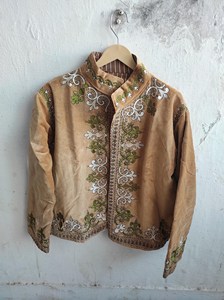 Vintage Style Suzani Beige Bohemian Cotton <b>Jacket</b> Hand Embroidered Floral Elegant <b>Short</b> <b>Jacket</b> - Product Image 4