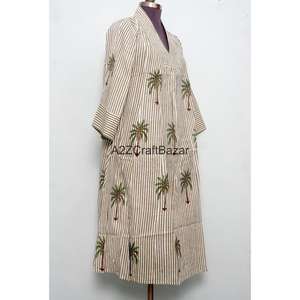 เดรสยาวทรงเอพิมพ์ลายดอกไม้สไตล์โบฮีเมียน แขนยาว ผ้าฝ้าย 100% สำหรับฤดูร้อน เป็นมิตรกับสิ่งแวดล้อม สไตล์ลำลองสำหรับผู้หญิง - Product Image 4