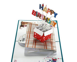 รุ่นใหม่เพื่อการเฉลิมฉลองวันเกิดที่มีความสุขด้วยกล่องของขวัญ 3 มิติ - ของขวัญออกแบบเองอวยพรการ์ดอวยพรป๊อปอัพ 3 มิติ - Product Image 3