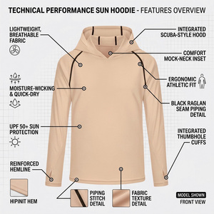 เสื้อฮู้ดกันแดด UV แบบสั่งทำ OEM แขนยาว แห้งเร็ว สำหรับตกปลา เดินป่า ป้องกันผื่นแดง ยืดหยุ่นสูง เสื้อผ้ากีฬากลางแจ้ง - Product Image 2